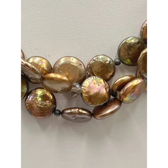 Silpada MultiStrand Sterling Silver Bronze Coin Pearl Necklace N1717 - Picture 4 of 11